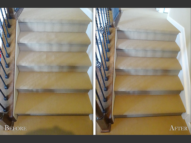 Before and After Stretching Loop Pile Stairs